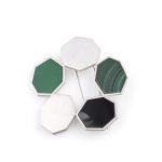 BROOCH STAR, 2023. AG 925 ONYX, MALACHITE, AGATE, STAINLESS STEEL